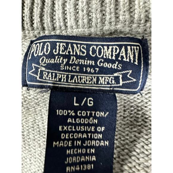 Polo Jean Co. by Ralph Lauren 1/4 Zip Pullover Sweater Gray Size L - Picture 7 of 9